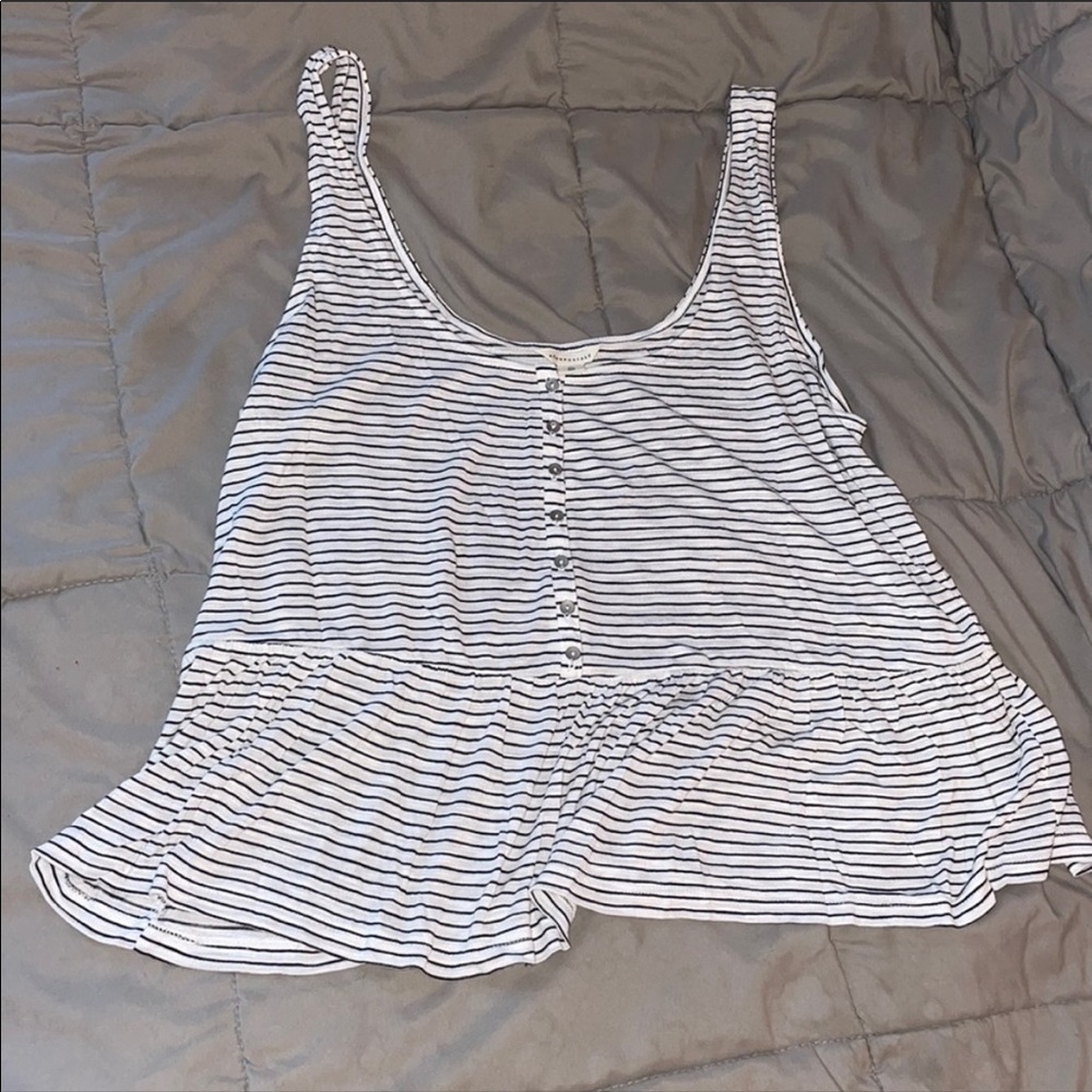 Aeropostale Juniors Striped Ruffle Tank Top